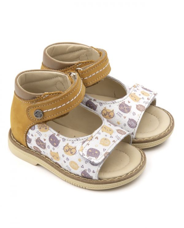Children's sandals 26011 leather, NARCISS yellow/cat