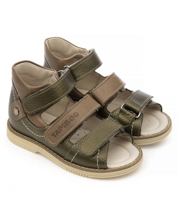 Children's sandals 26028 leather OSOKA khaki