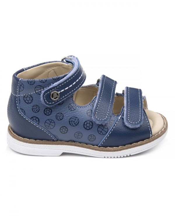 Sandals for children 26034, leather, VASILEK blue/balls