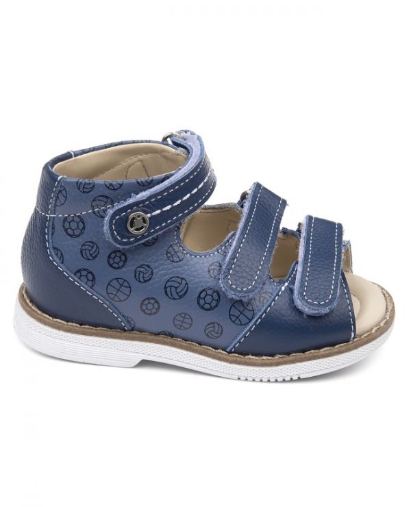 Sandals for children 26034, leather, VASILEK blue/balls