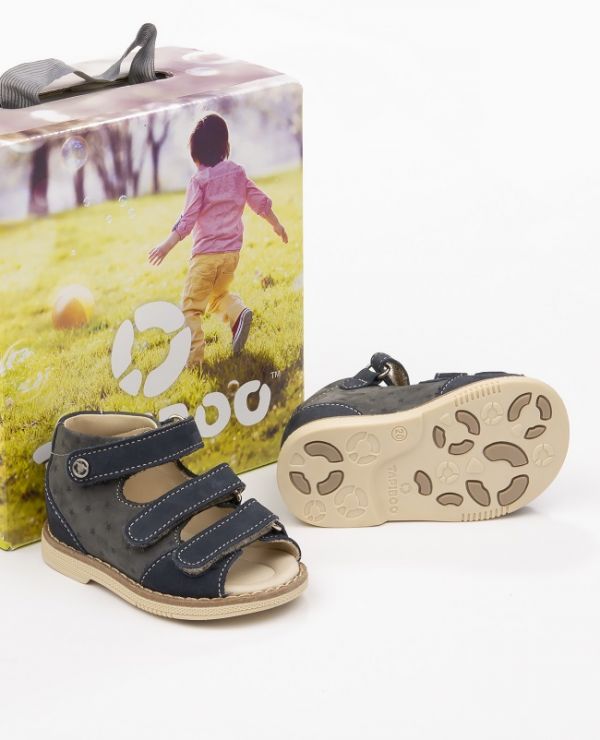 Children's sandals 26034, leather, IRIS grey/stars
