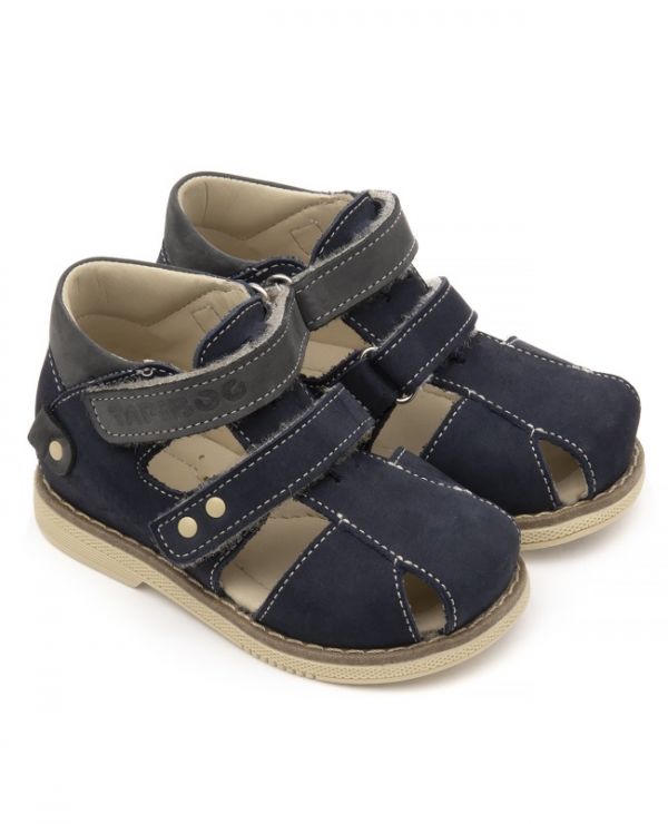 Children's sandals 26038, leather, IRIS blue