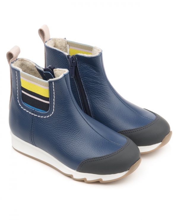Children's boots 23018 leather, NEW YORK blue