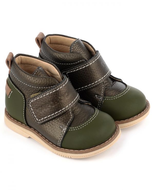 Children's boots 24015 leather, OSOKA green