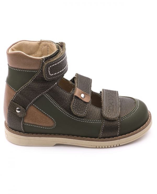 Children's shoes vault 25011, leather OSOKA green