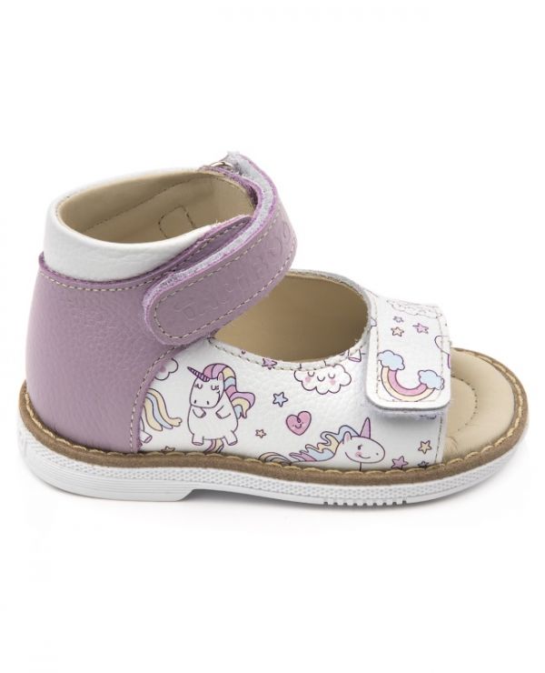Sandals for children 26011 leather, lilac white