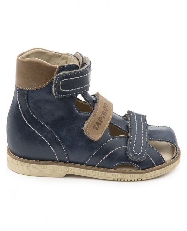 Sandals for children vault 26012, leather LINEN blue