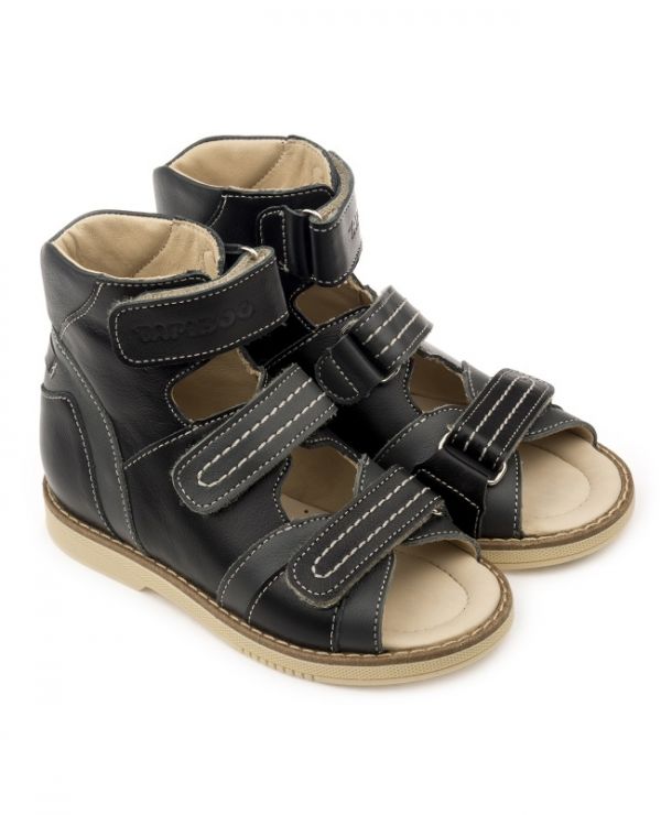 Sandals for children vault 26016 leather, VASILEK black