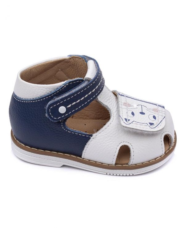 Children's sandals 26021 leather, VASILEK blue/vest,