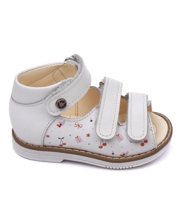 Children's sandals 26036 leather, lily of the valley white/cherry