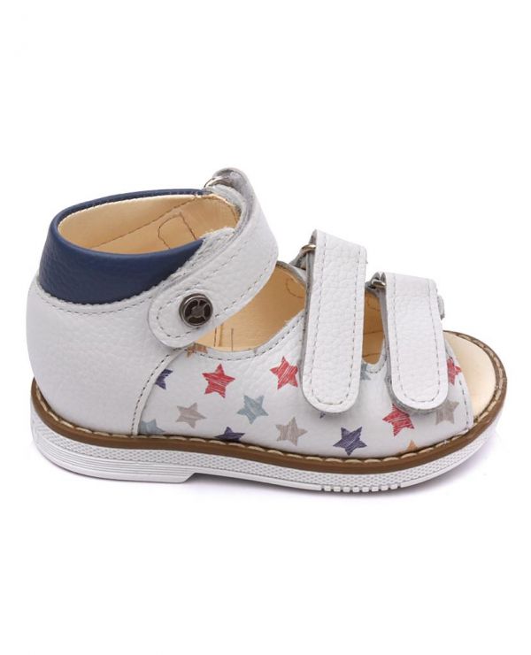 Children's sandals 26036 leather, HOBBY white/stars