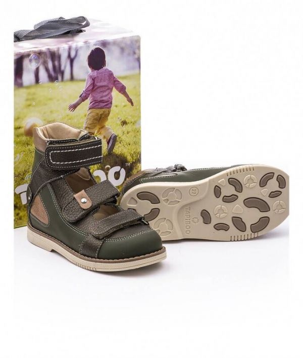 Shoes for children 25011, leather OSOKA green