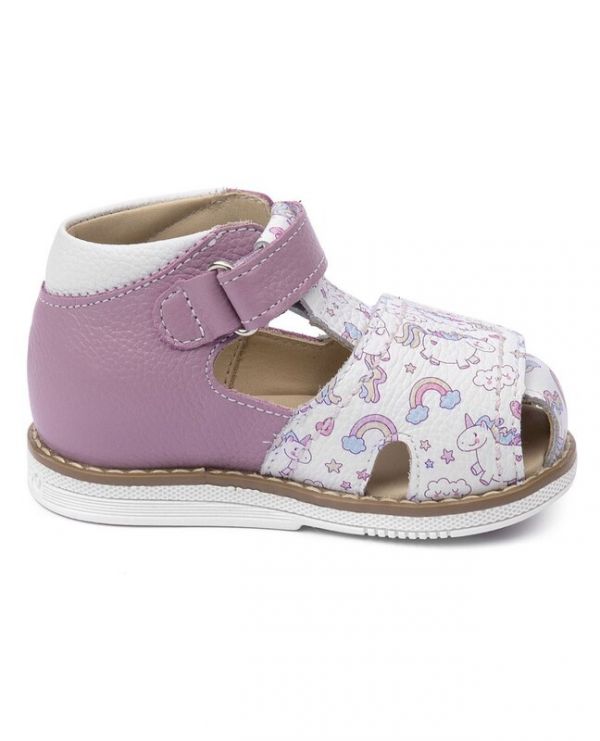 Sandals for children 26021 leather, lilac lilac/horses,