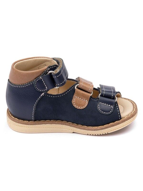 Children's sandals 26036 leather, LINEN blue