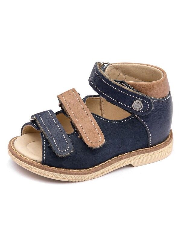 Children's sandals 26036 leather, LINEN blue
