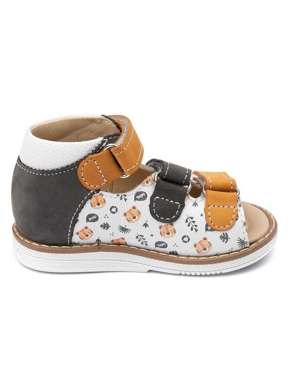 Children's sandals 26036 leather, NARCISS gray/tiger cubs
