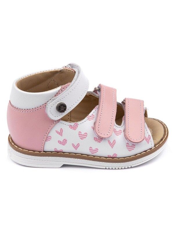 Children's sandals 26036 leather, VIOLET pink/hearts