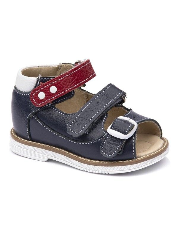 Sandals for children 26037, leather, LINEN blue