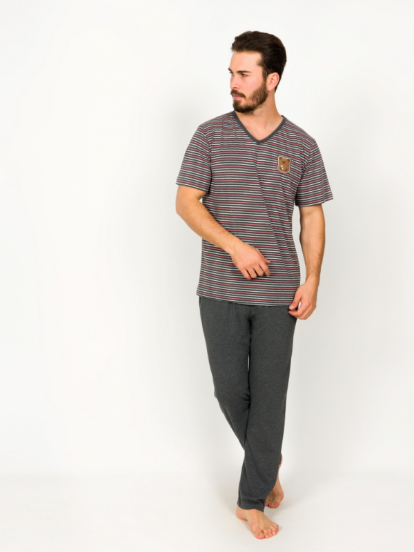 009022 0000 Set with trousers short sleeve STRIP graphite