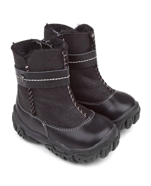 Children's boots fur 22016 leather, MILAN black