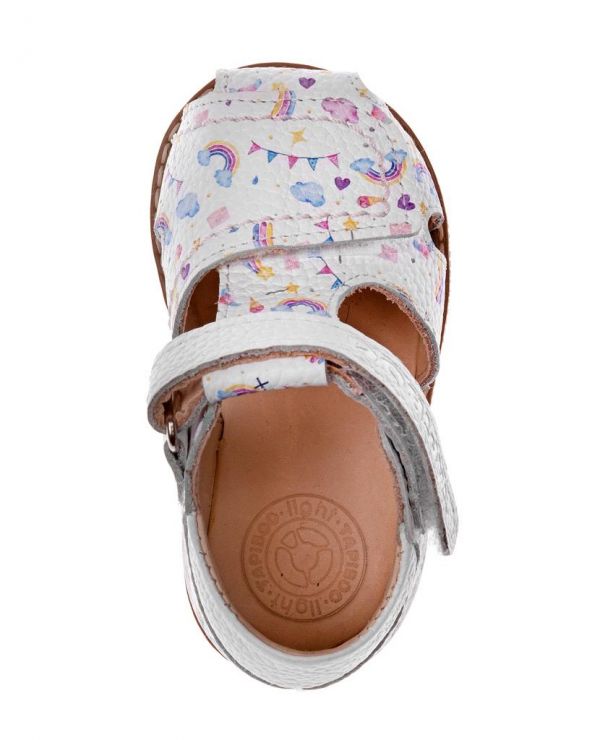 Children's sandals 36003 leather, HOBBY white/rainbow