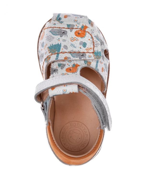 Children's sandals 36003 leather, NARCISS white/dinosaurs