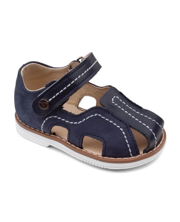 Children's sandals 36002 leather, LINEN blue