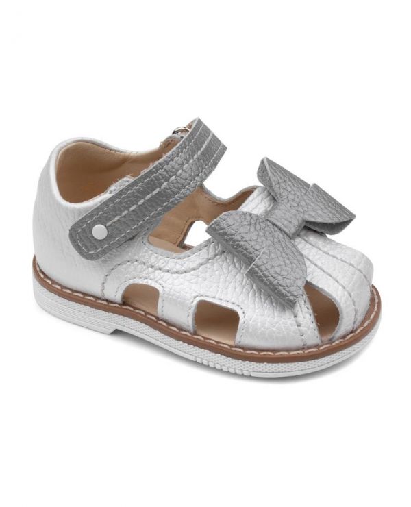 Children's sandals 36002 leather, lily of the valley silvery