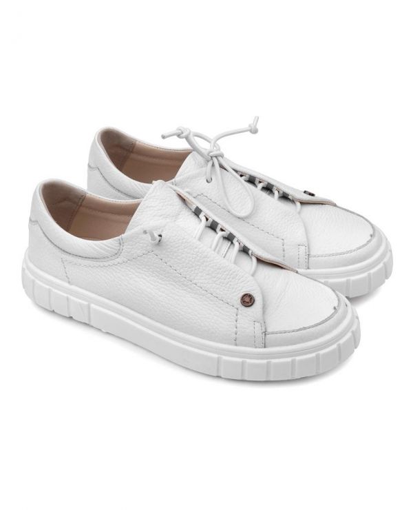 Low shoes for children 34002 leather, LILY OF THE VALLEY white