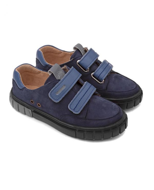 Low shoes for children 34003 leather, IRIS blue