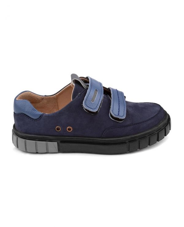 Low shoes for children 34003 leather, IRIS blue