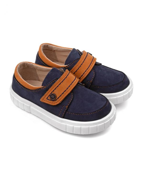 Low shoes for children 34001 leather, IRIS blue