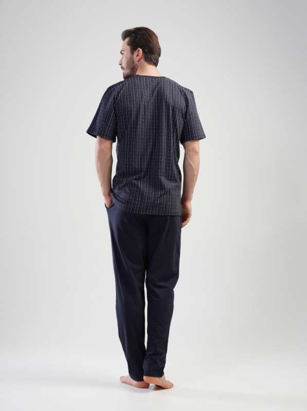 201621 0000 Set with trousers short sleeve LINE dark blue