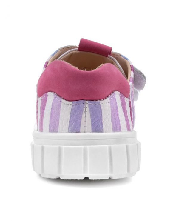 Low shoes for children 34003 leather, SUMMER pink/stripe