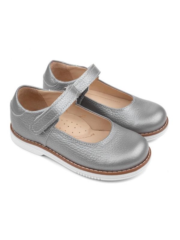 Children's shoes 25018 leather, Lily of the valley silver