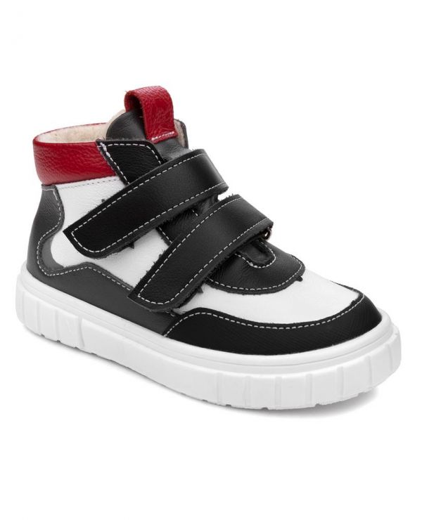 Children's boots to / p 33003 leather, RIM black and white