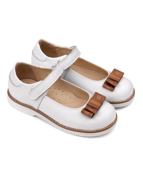 Children's shoes 25018 leather, LILY OF THE VALLEY white