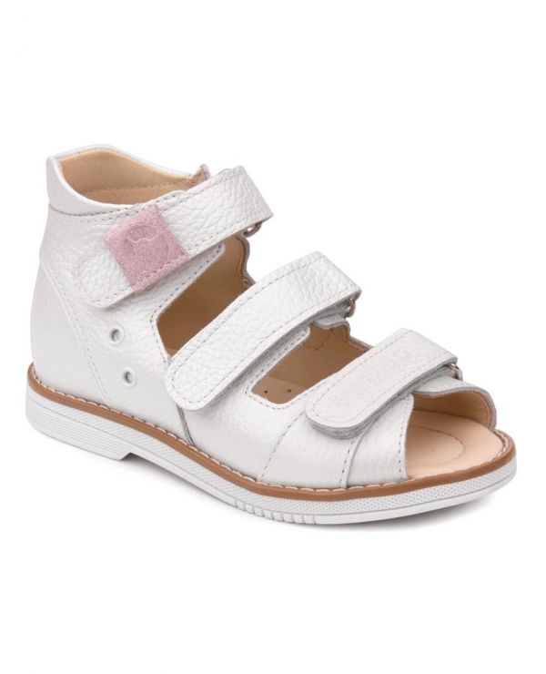 Children's sandals 26006 leather, lily of the valley mother of pearl
