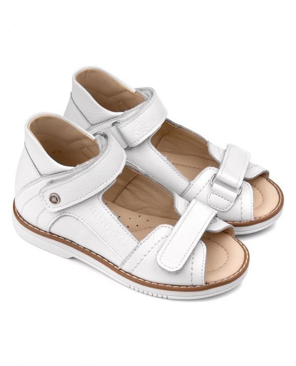 Children's sandals 26026 leather, lily of the valley white