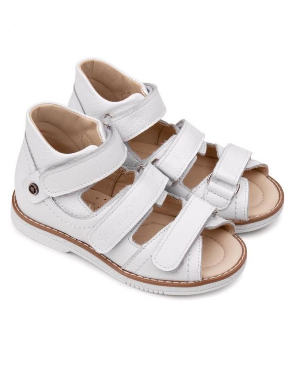 Children's sandals 26028 leather, LILY OF THE VALLEY white