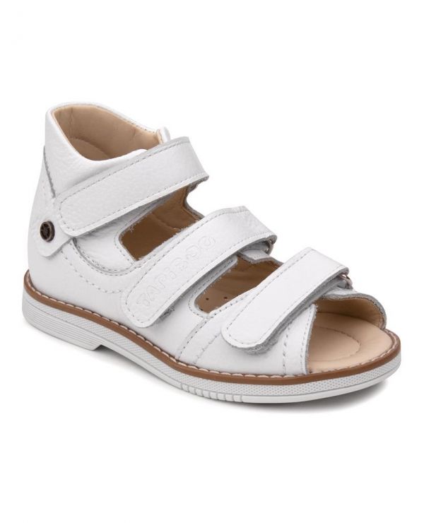 Children's sandals 26028 leather, LILY OF THE VALLEY white