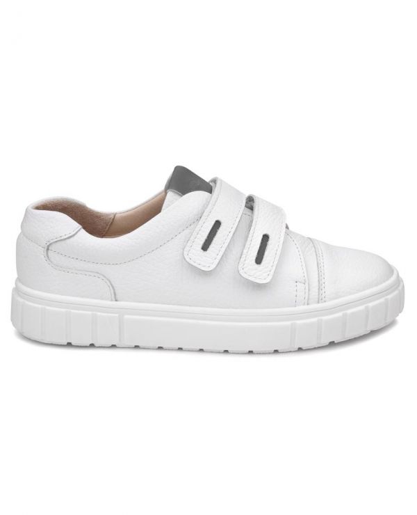 Low shoes for children 34005 leather, LILY OF THE VALLEY white