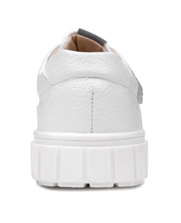 Low shoes for children 34005 leather, LILY OF THE VALLEY white