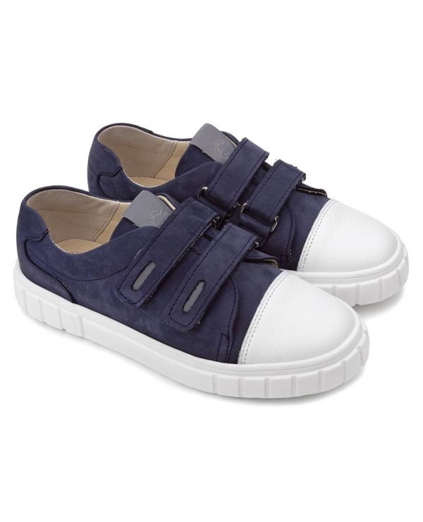 Low shoes for children 34005 leather, IRIS blue