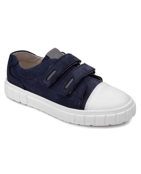 Low shoes for children 34005 leather, IRIS blue