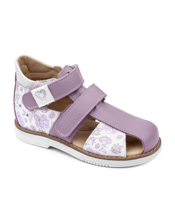Children's sandals 26004 leather, lilac lilac/peonies