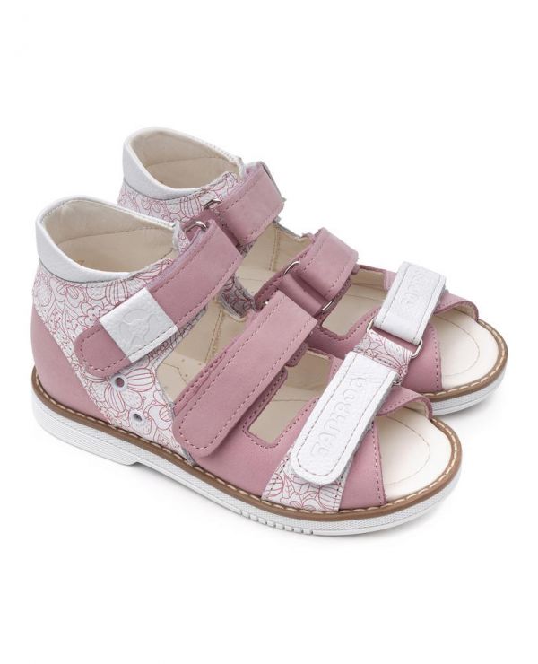Children's sandals 26006 leather, LILY pink/contour