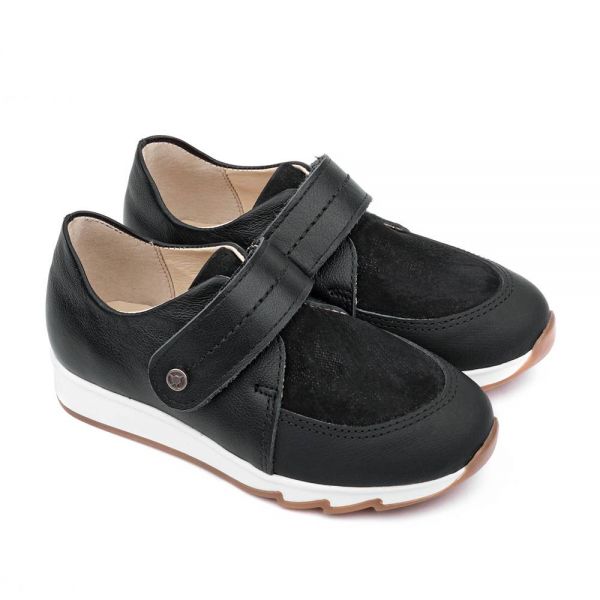 Low shoes for children 24028 leather, STEP black
