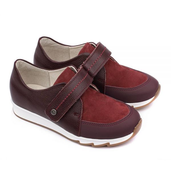 Low shoes for children 24028 leather, MAC Bordeaux