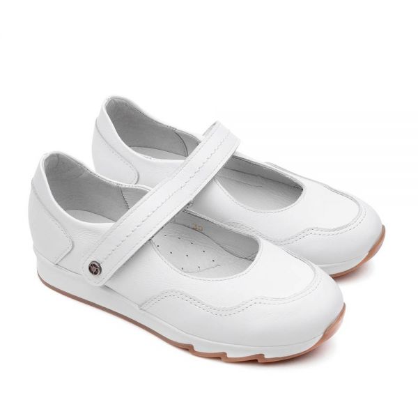 Children's shoes 25016 leather, Lily of the valley white